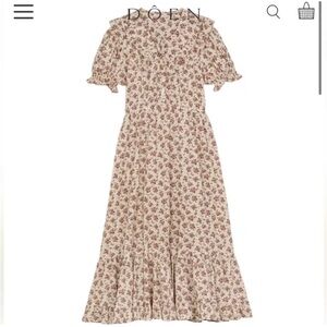 DÔEN NWOT Mariette dress in burgundy songbird toile. Size L